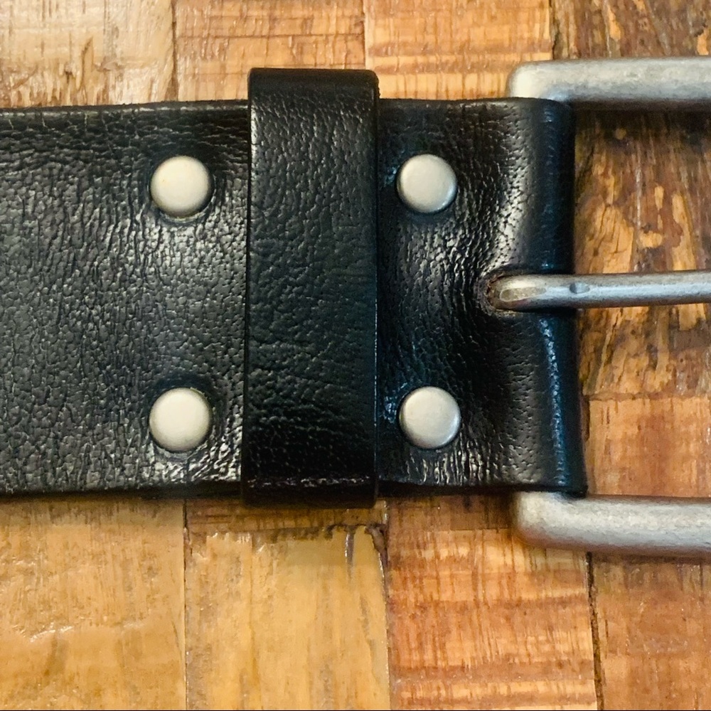Linea Pelle Italian Leather Black Studded Belt sz S - Picture 8 of 13